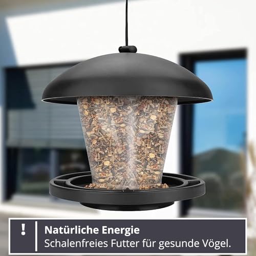 I Vogelfutterspender zum Aufhängen - Schwarz, Vogelfutterstation für Wildvögel I Vogel Futterstation, Futterspender Vögel, Vogelfutterhaus, Vogelfutter, Bird Feeder – Bild 4