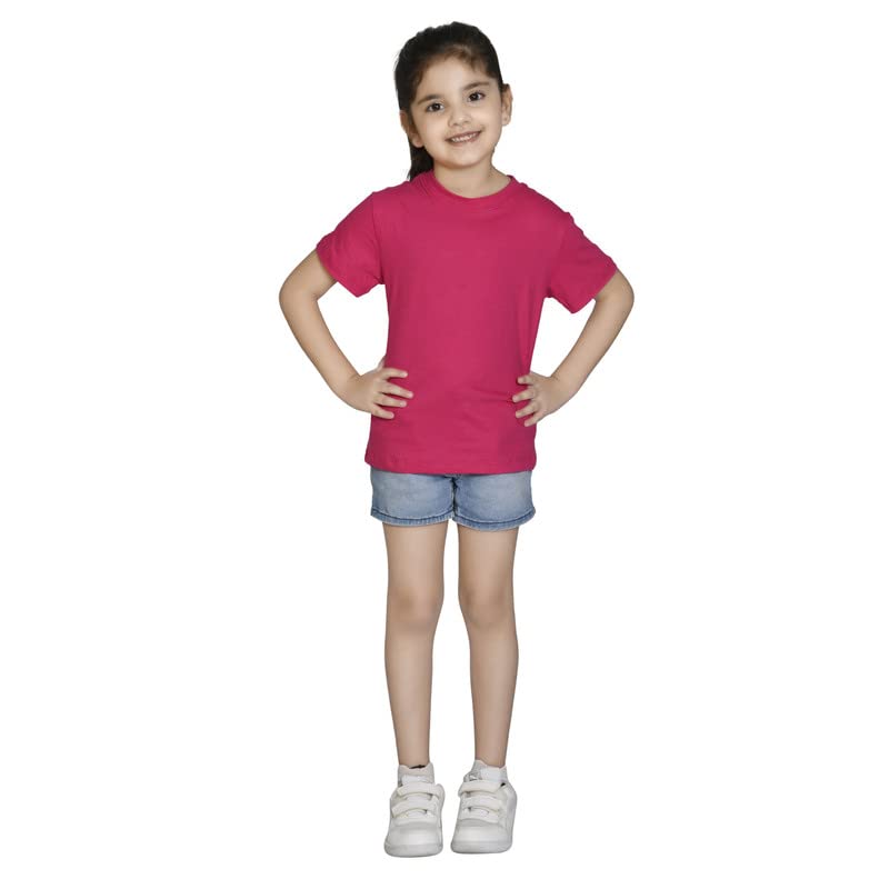 Image of Nusyl Girls Solid Cotton Blend Tshirts - Soft & Comfortable Half-Sleeves T-Shirts | Casual Wear for Kids & Teen Girls | Half Sleeves T-Shirts |- NUGCTSH001-PO2-1