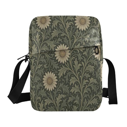 messenger bag for men men shoulder bag Womens Cross Body Purses Adjustable Strap for business business- William Morris Daisy Pattern