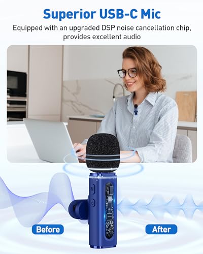 Image of USB C Lavalier Microphone Wireless Mini Mic for Type-C Android Phone /Tablet /PC Video Recording Clip-on Mics with Rotatable Clip&Denoise Recording, Ideal for Vlog Tiktok Youtube Content Creator, Blue