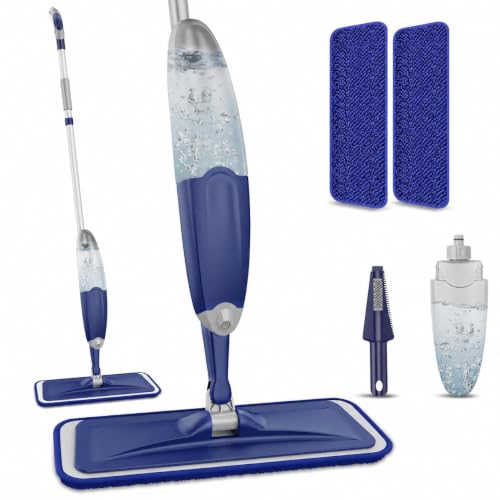 Image of Spray Mop for Floor Cleaning with Refillable Water Tank, 2 Microfiber Pads, 360 Rotating Flat Mop for Wet & Dry Floor Cleaning, Tile, Marble & Wooden Floors