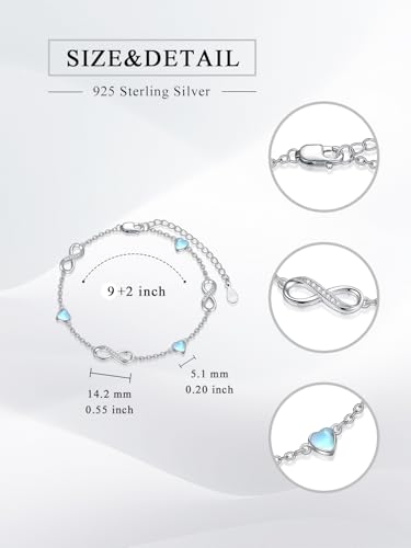 Image of Dorunmo Ankle Bracelet for Women 925 Sterling Silver Natural Stone Bracelet Anklet Summer Beach Jewelry Birthday Gifts for Mom