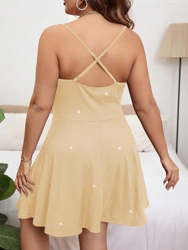 Image of Floerns Women's Plus Size Sleeveless Glitter Dress Wrap V Neck Flared Short Dress