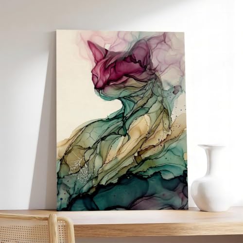 Impression sur toile chat éthéré 50x75 cm pour décoration de chambre