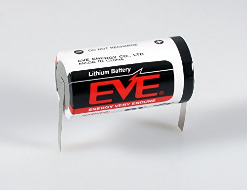 EVE Bateria ER26500 de lítio para bebé, 3,6 V, célula primária com soldagem em U, cerca de 8500 mAh