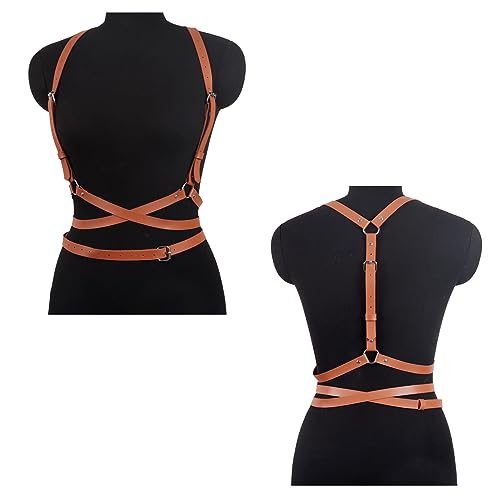 Women Punk Waist Belt Leather Harness Skinny Body Women Punk Leather Harness Body Chest Straps Gothic Clothing Adjustable Belts Women Bondage Harnesses Cosplay Party Rave Halloween Costume4