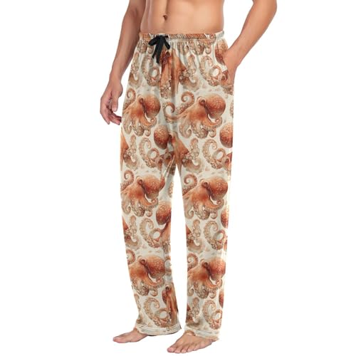 Aflyko Ocean Men's Pajama Pants Octopus Watercolor Vintage Pjs Sleepwear Bottoms2