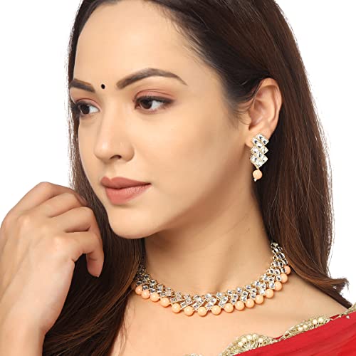 Image of Yellow Chimes Jewellery Set for Women and Girls Traditional Multicolor Jewellery Set for Wedding Gold Plated Choker Necklace Set | Birthday Gift for girls and women Anniversary Gift for Wife