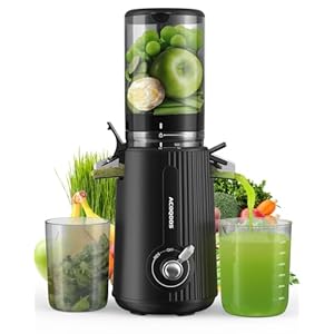 ACOQOOS Juicer Machines, Cold Press Juicer Whole Fruit and Vegetable with 4.3″ Feeding Chute, Easy to Clean Juicers with 2 Cups, Masticating Juicer Black