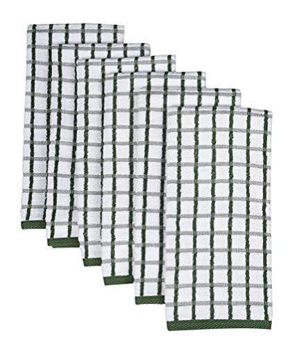 Urban Villa Frottee-Küchentücher, Premium-Qualität, 100 % Baumwolle, ultraweich, 50,8 x 76,2 cm, Grün / Weiß, sehr saugfähig, Übergröße, mit Aufhängeschlaufe, 6 Stück Cover