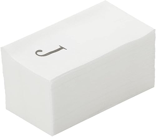 Miniatura 449 de Luxenap - Toallas de invitados de 15.8 x 7.9 pulgadas, 50 toallas de mano con letras plateadas, letra "P", fuente Sans Serif, servilletas de papel