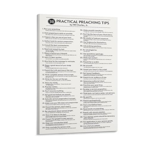 50 Practical Preaching Tips Poster Christian Ministry Decor for Church
