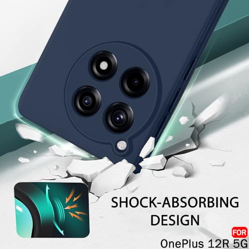 Image of TheGiftKart Liquid Silicone Back Cover Case for OnePlus 12R 5G | Soft Micro-Fibre Lining Inside | Camera Protection Bump | Shockproof Back Case Cover for OnePlus 12R 5G (Silicone, Navy Blue)