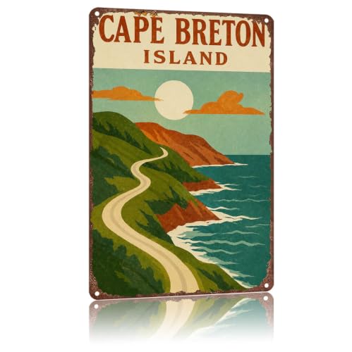 Metal Sign Cape Breton Island Coastal Road Landscape Wall Decor