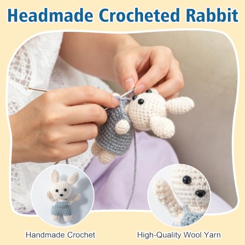 ONZGROW Baby Picture Frame with Handmade Crochet Rabbit, Wooden Baby Keepsake Frame for Girls Boys, Custom Birth Announcement Shadow Box, Newborn Keepsake Gift for Baby Shower, Nursery — view 2