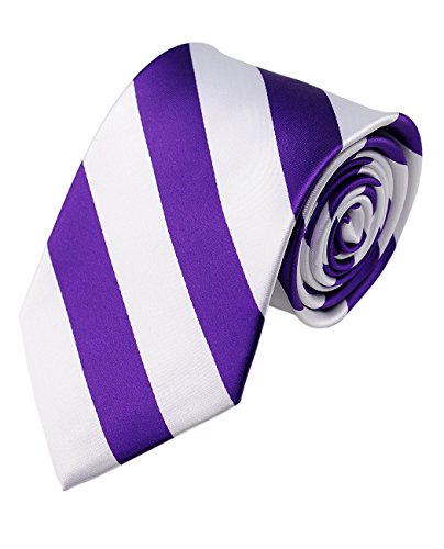Image of NYFASHION101 Men's Classic Striped Necktie - Premium Woven Two-Tone Tie for Weddings, Graduation, Business & School Colors
