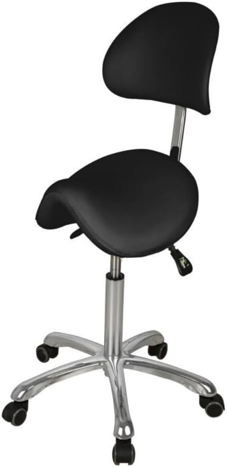 GreenLife Silverfox Saddle Rolling Stool with Backrest 1025A