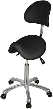 GreenLife Silverfox Saddle Rolling Stool with Backrest 1025A