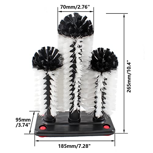 3 brush bar glass washer with suction base commercial brush cleaner bristle brush for kitchen bar beer cup long leg cup red wine glass