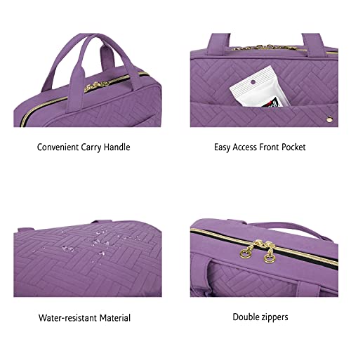 Image of BAGSMART Toiletry Bag Travel Bag with Hanging Hook, Water-Resistant Makeup Cosmetic Bag Travel Organizer for Accessories, Shampoo, Full-Size Container, Toiletries, Purple, Large, Travel