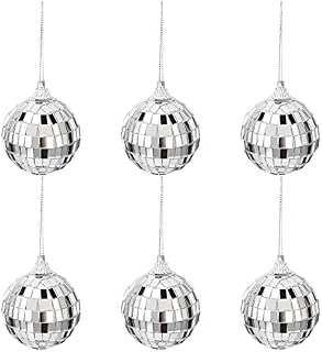 XHONG Mini Mirror Ball Decorations 12 Pcs Silver Mirror Ball Baubles Disco Party Mirror Ball Lightweight Christmas Tree Baubles for DJ Disco Christmas Halloween New Years Eve Weddings Party