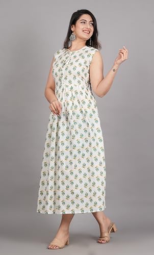 Image of Monique Brand Women's /Girls Cotton Kurta for Women Floral Printed Regular Fit Anarkali Kurta ||Floral Flared Western Dress