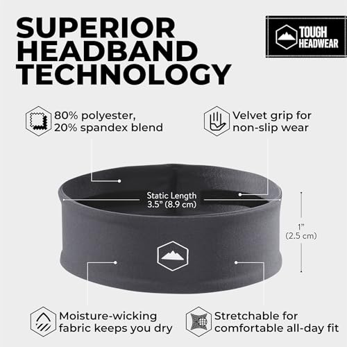 Image of Tough Headwear Tough Outfitters Headband for Men - Mens Headbands - Working Out Sports Performance Head Bands - Athletic Cycling Running Sweat Band, Football Headbands - Sweat Bands Men /Women