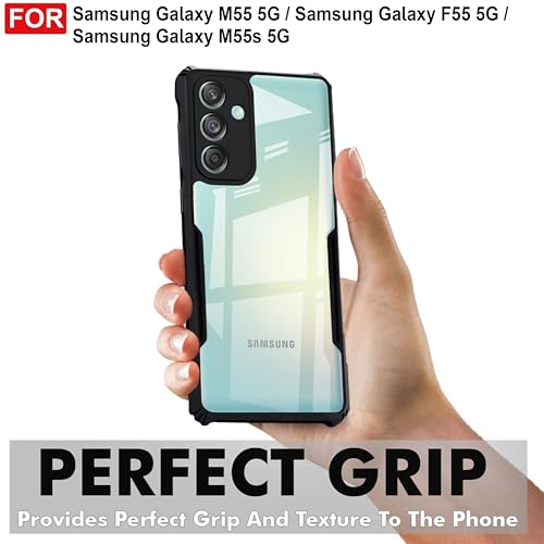 Image of Amazon Brand - Solimo Back Case Cover for Samsung Galaxy M55 5G | Compatible for Samsung Galaxy M55 5G Back Case Cover | Clear Case with Camera Protection | (TPU + PC | Matte Black)