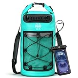 STOVER 5/10/25/30/40/55L Waterproof Dry Backpack & Phone Case- Large Floating Dry Bag for Kayaking, Travel, Hiking, Fishing, Camping, Motorcycles & Beach, Heavy-Duty Roll Top Men/Women (Teal)