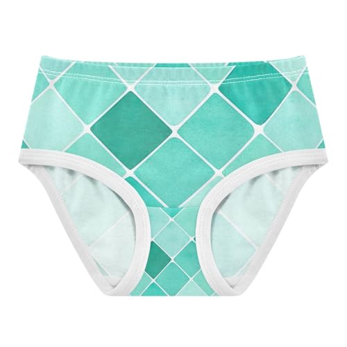 Turquoise Teal Tiles Texture Girl Underwear, Toddler Panties, Girls' Cotton Brief Underwear, 2–8 Years