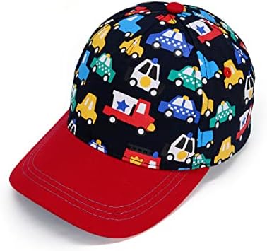 jerague Baby Baseball Hats 6-12 Months Infant Toddler Boy Cartoon Visor Sun Hat Colorful Cars Baseball Hat Adjustable