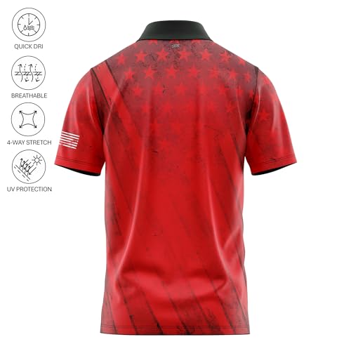 Patriotic USA Golf Polo Shirt – Men’s Performance Short Sleeve Moisture Quick Dry Fit Athletic Veteran UPF Stretch Casual Fun3