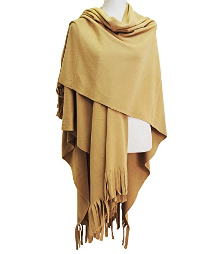 Modadorn New Basic Solid Winter Ruana Fringe Women's Fashion, Shawl & Accessories