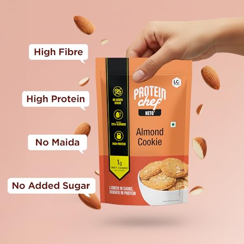 Image of Lo! Foods - Keto Almond Cookies (200g), High Protein, No added sugar, 1.2g net carbs per cookie, Lower in Carbs, Higher in protein