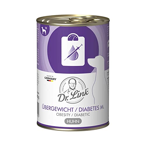 Dr. Link Spezial-Diät Hundefutter für Hunde, bei Übergewicht, Proteinquelle Huhn, Kalorien- und fettreduziert, ohne Zuckerzusatz, L-Carnitin - 6x400g Dose