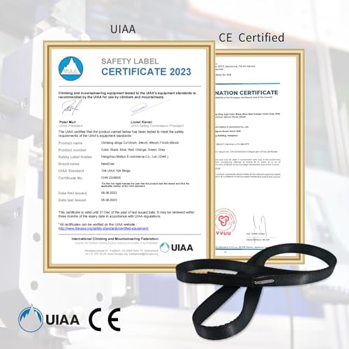 NewDoar CE & UIAA Certified Climbing Sling 16mm Nylon Sling Runners 22KN 4840LB Climbing Utility Cord Rock Climbing,Creating Anchors System,Rappelling Gear,Perfect for Tree Work-Black/71''(180cm)1pcs - Image 2