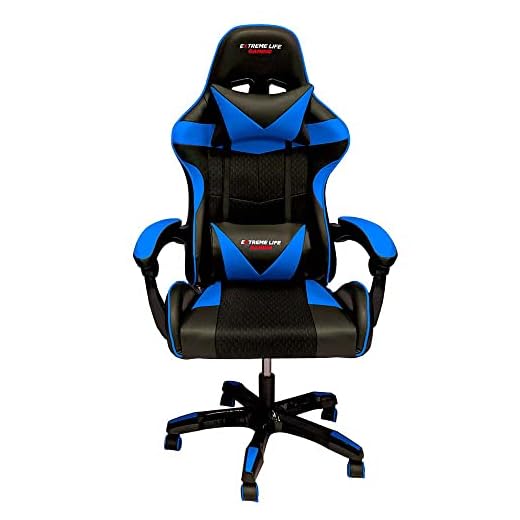 Cadeira Gamer Drakon c/Apoio Dorsal e Cervical - Encosto Reclinável - Apoio de Braços Articulado - Preto/Azul - CH31BKBL ELG