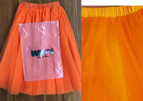 WDPL Women's A-line Short Tulle Skirts Knee Length Prom Party Skirt Orange 4X-Large