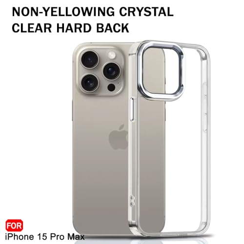 Image of TheGiftKart Hybrid Back Cover Case for iPhone 15 Pro MAX | Built-in Stand | Shockproof Hard Back Case Cover for iPhone 15 Pro MAX (PC & TPU, Clear Back, Transparent Sides)