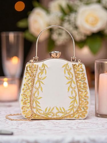 Image of TOOBA Handicraft Clutch Purse For Women with Sleek Design Glass Basket Clutch| Trendy Stylish Bridal, Party, Wedding Sling Bag