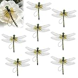 3D Artificial Dragonfly Set (8PCS), Lifelike Hanging Garden Decor with Clips, Outdoor Ornament for Patio, Plants, Camping & Yard, Durable PVC Insect-Themed Decoration