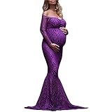 Pregnant Women Mermaid Long Maxi Off Shoulder Gown Photography Photo Shoot Maternity V Neck Lace...
