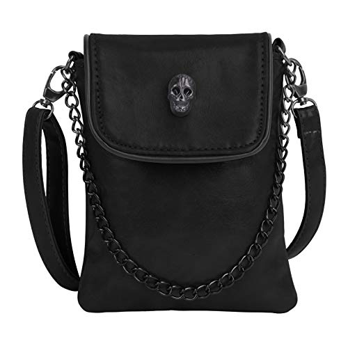 FakeFace Women Girls Studded Skull Gothic Crossbody Shoulder Bag Travel Leather Handbag Cellphone Purse2