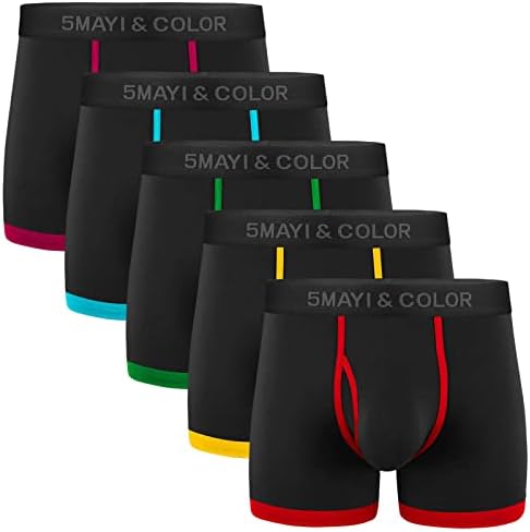 5Mayi Men's Underwear Boxer Briefs Cotton Black Mens Boxer Briefs Underwear Men Pack of 5
