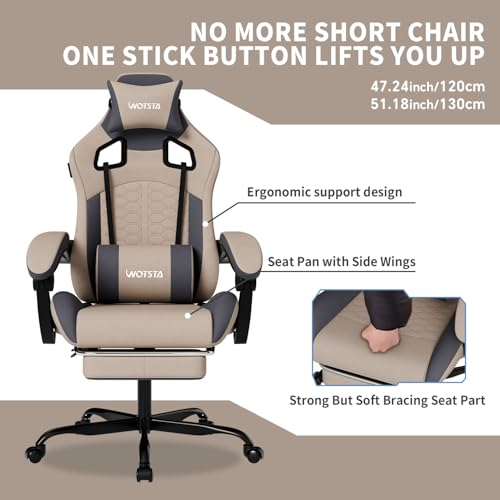 Image of Gaming Chair with Massage,Ergonomic PC Gaming Chair with Footrest Comfortable Headrest and Lumbar Support, High Back, 300LBS (Grey)