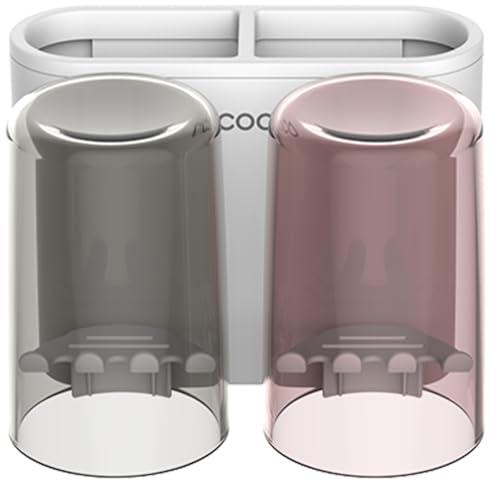 MCOCO Toothbrush Holders for Bathrooms Wall Mounted Toothbrush Holder with 2 Large Storage Slot Tooth Brush Holder 2-Cup