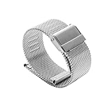 HuanJ Correa milanesa de Acero Inoxidable 18, 20 y 22 mm con Cierre rápido. Accesorios for Reloj Hombre Mujer(Silver,22mm)