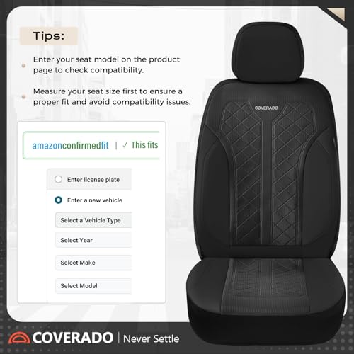 Image of Coverado Car Seat Covers, Seat Covers Full Set, Mesh Breathable Seat Protectors 5 Seats, 5-Piece Black Automotive Seat Covers, Universal Fit for SUV, Sedan, Truck
