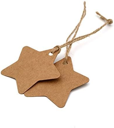 Christmas Star Gift Tags with String Kraft Paper Blank Gift Wrap Tags 100 Pcs Wedding Crafts Tags with 66 Feet Jute Twine