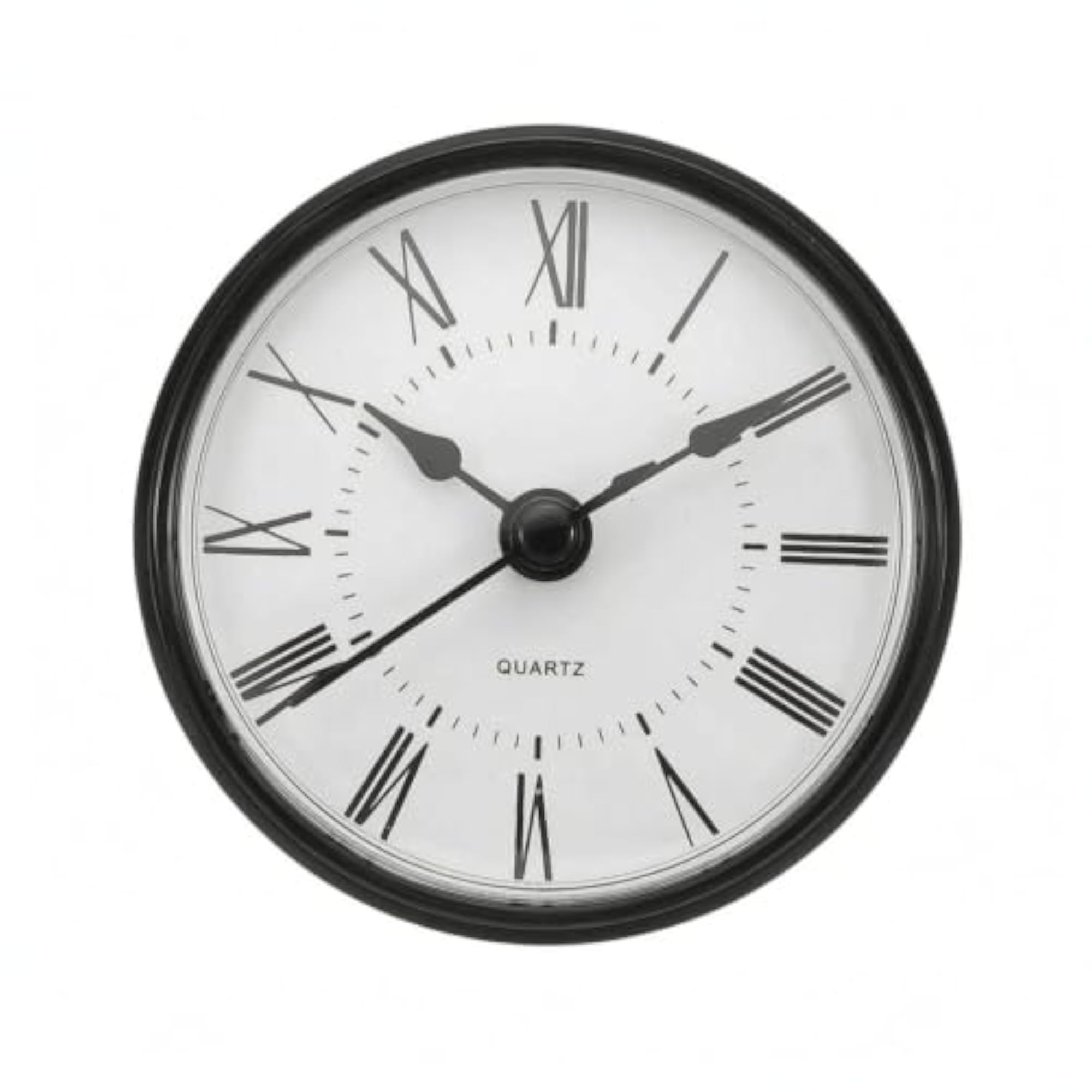 Black Metal Hands Round Quartz Clock Insert with ABS Frame